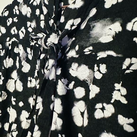 Ted Baker Black White Wilmy Longline Neck Bow Button Up Midi Dress Size 2 - Picture 12 of 16